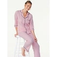thumbnail image 4 of Joyspun Women’s Cotton Blend Notch Collar Top and Pants Pajama Set, 2-Piece, Sizes S-4X, 4 of 5