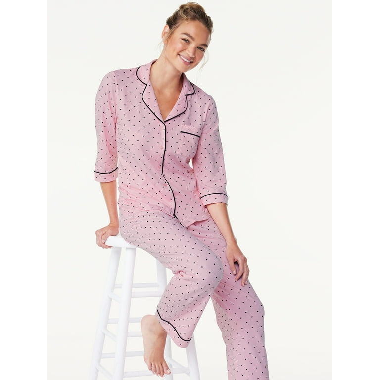 Joyspun Women's Cotton Blend Notch Collar Top and Pants Joyspun Women's Cotton Blend Notch Collar Top and Pants