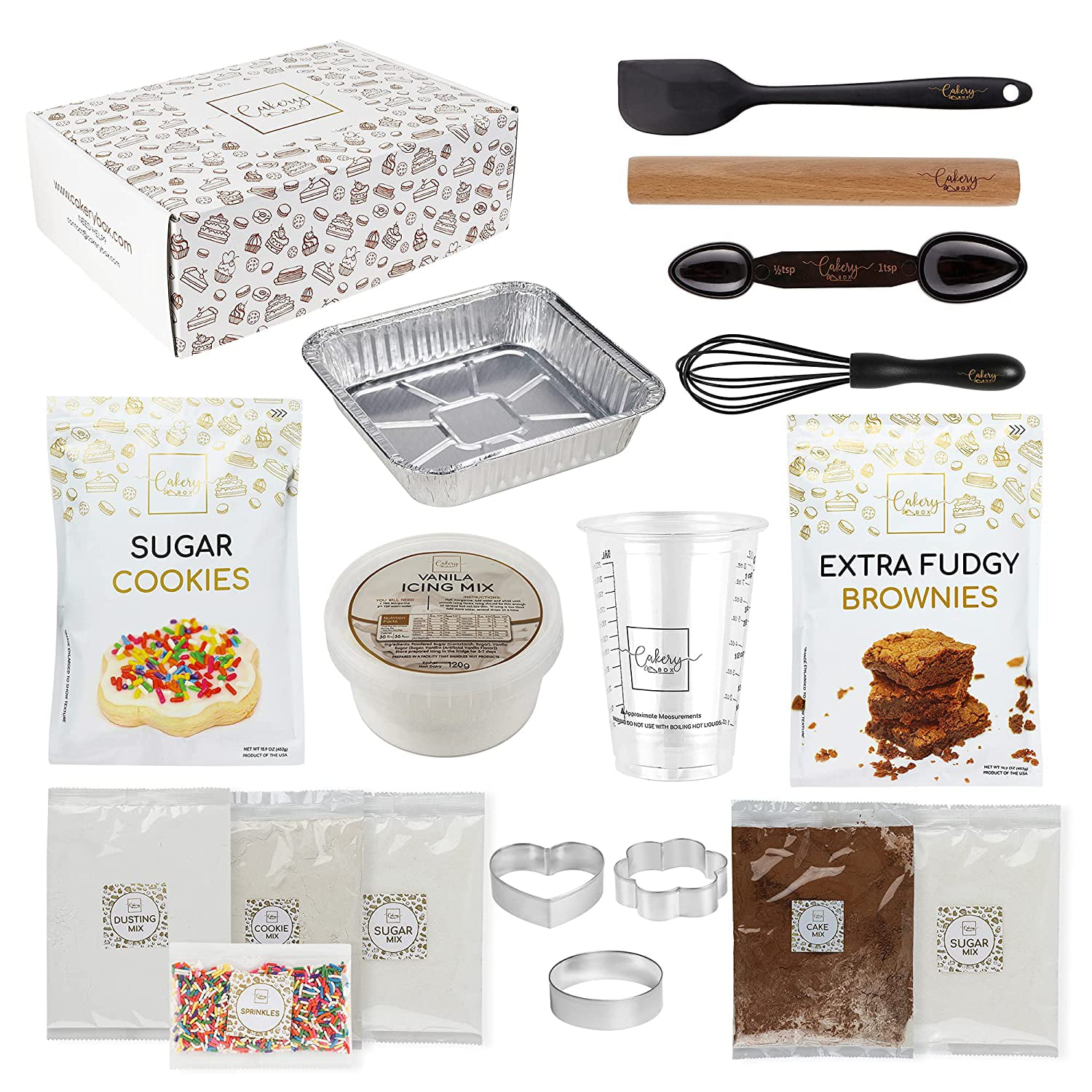 DIY Baking Kit - Baking Set & Supplies for Adults & Teens - Sugar Cookie  Mix & Chocolate Chip Cookie Mix, Icing Mix, Rolling Pin, Spatula, Cookie  Cutter, Pan, & Measuring Tools (