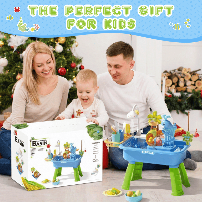 KEYAHAPPY 4-in-1 Water Table, Kitchen Sink & Fishing photo 3