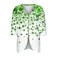 thumbnail image 6 of Hueook St Patricks Day Cardigan Women's St. Patrick's Day Print Cardigan Beach Cover Shirt Spring And Summer Fashionable Casual Top 3/4 Sleeve T-shirt Top Green S, 6 of 7