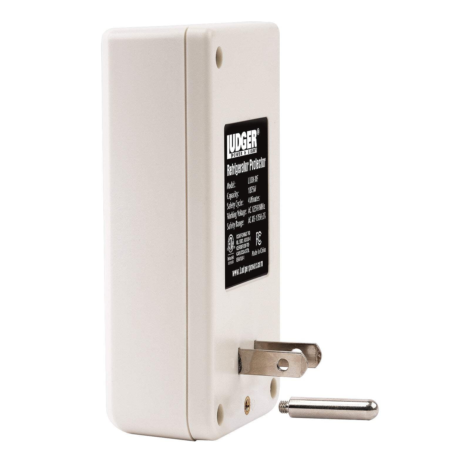 Ludger Power Surge Protector for Refrigerator (LUDX-RF), ETL Certified, Connects to Most Domestic Refrigerators, 4-Minute Safety Cycle, 3 Modes LED Indicator, Fire-Resistant Shell