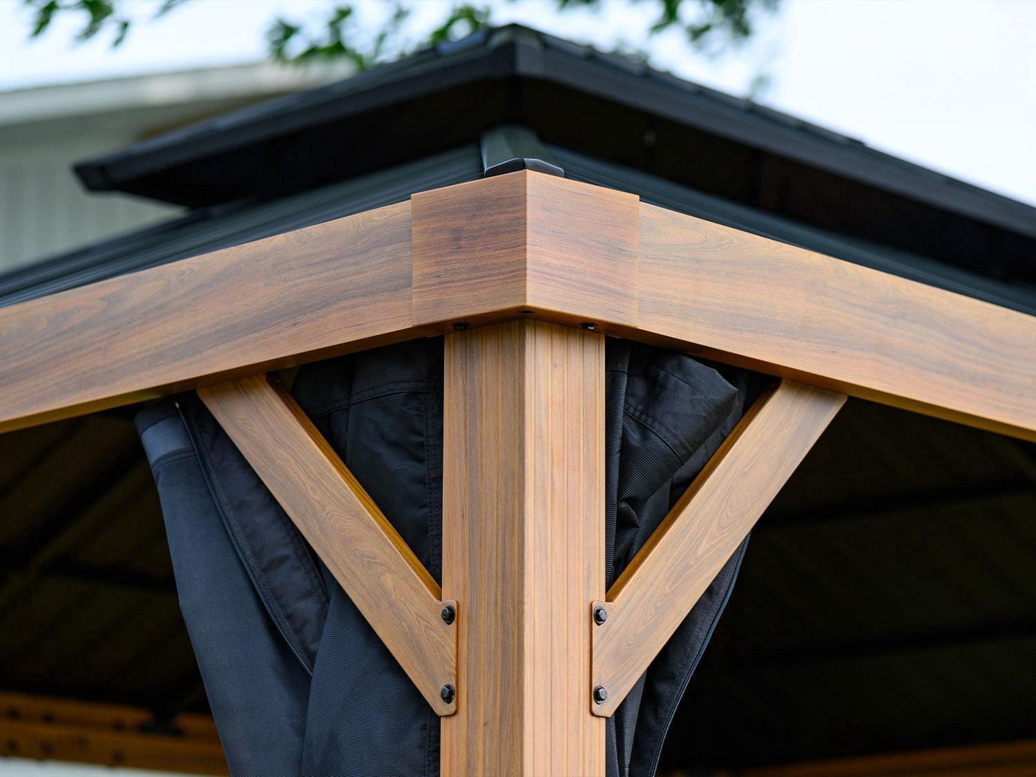 Yosemite Gazebo Aluminum Frame Wood Finish 12 x 16