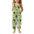 thumbnail image 3 of DGMIOCS Girls St. Patrick's Day Sleeveless Jumpsuit with Pockets Boho Floral Printed Cute Outfits Light Green 13-14Y, 3 of 6