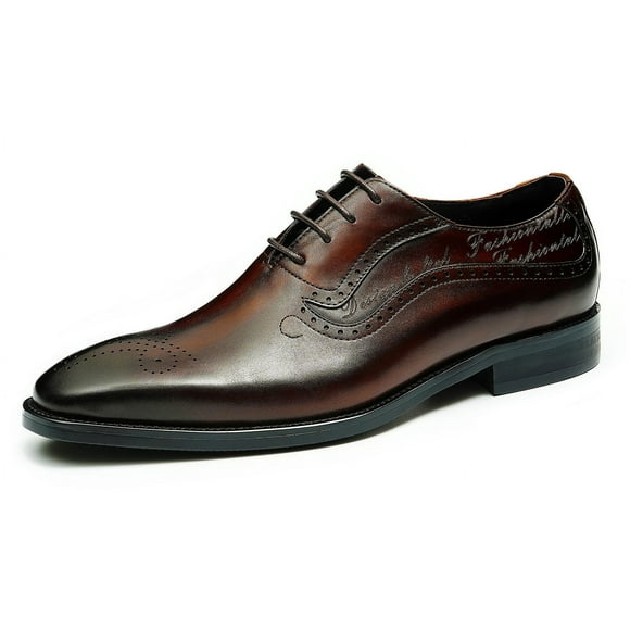 Santimon Coffee Dress Shoes for Men Brogue Lace up Oxford Shoes Business Formal Shoes for Wedding Party US 11