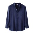 thumbnail image 5 of Zylarhe Men T Shirts Men's Fashion Autumn Winter Solid Color Stand Shirt Top Long Sleeve Cardigan Button Slim Fit Casual Shirt Top down Pajama, 5 of 9