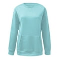 thumbnail image 2 of Baqcunre Womens Sweaters Women's Sweatshirt Short Pullover Sweater Wool Pocket Hoodie Fall Clothing Crewneck Sweatshirts Womens Fall Tops Blue 1 M, 2 of 4