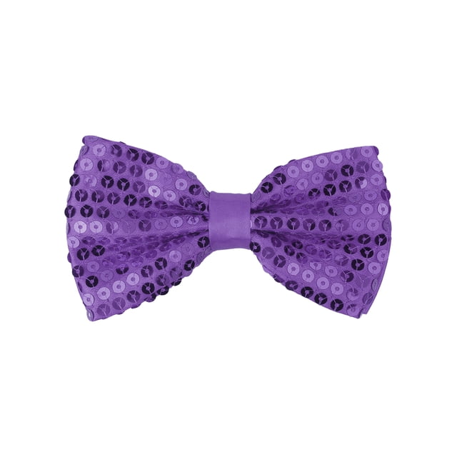 INSPIRE CHIC Men's Sequin Bow Ties Adjustable Neck Length Solid Color Bow Ties Purple