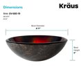 thumbnail image 6 of KRAUS Round Red Black and Gold Glass Vessel Bathroom Sink, 17 inch, 6 of 9
