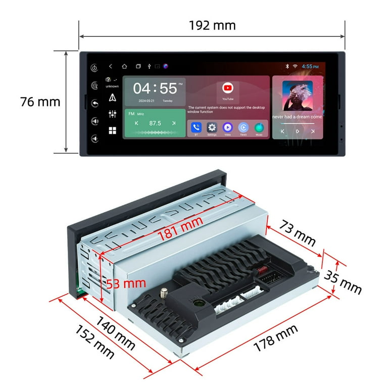 Car Radio 6.8 Inch Carplay Android Auto 1 Din Multimedia Player HD