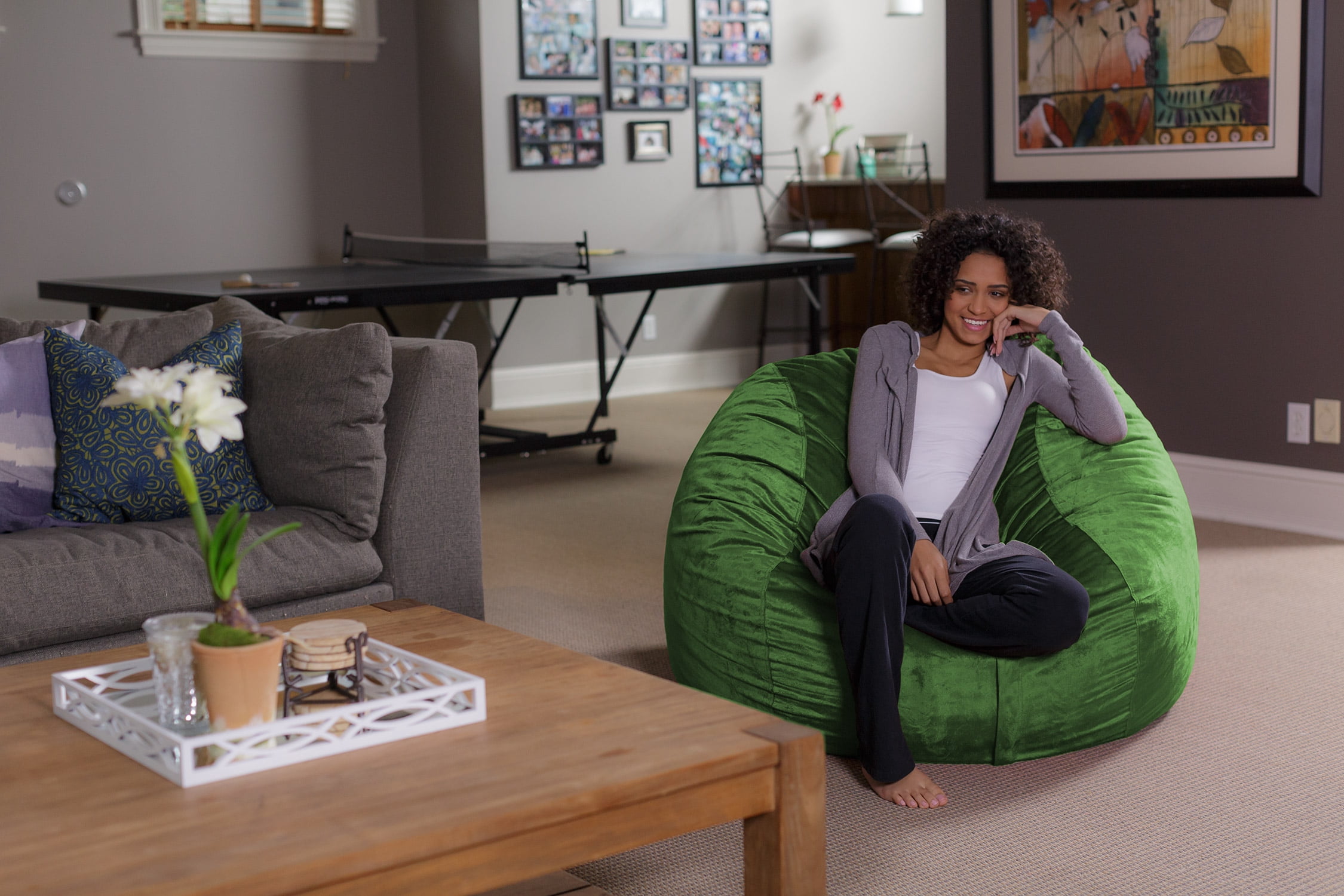 Sofa Sack Bean Bag Chair, Memory Foam Lounger with Microsuede Cover, Kids, Adults, 4 ft, Lime