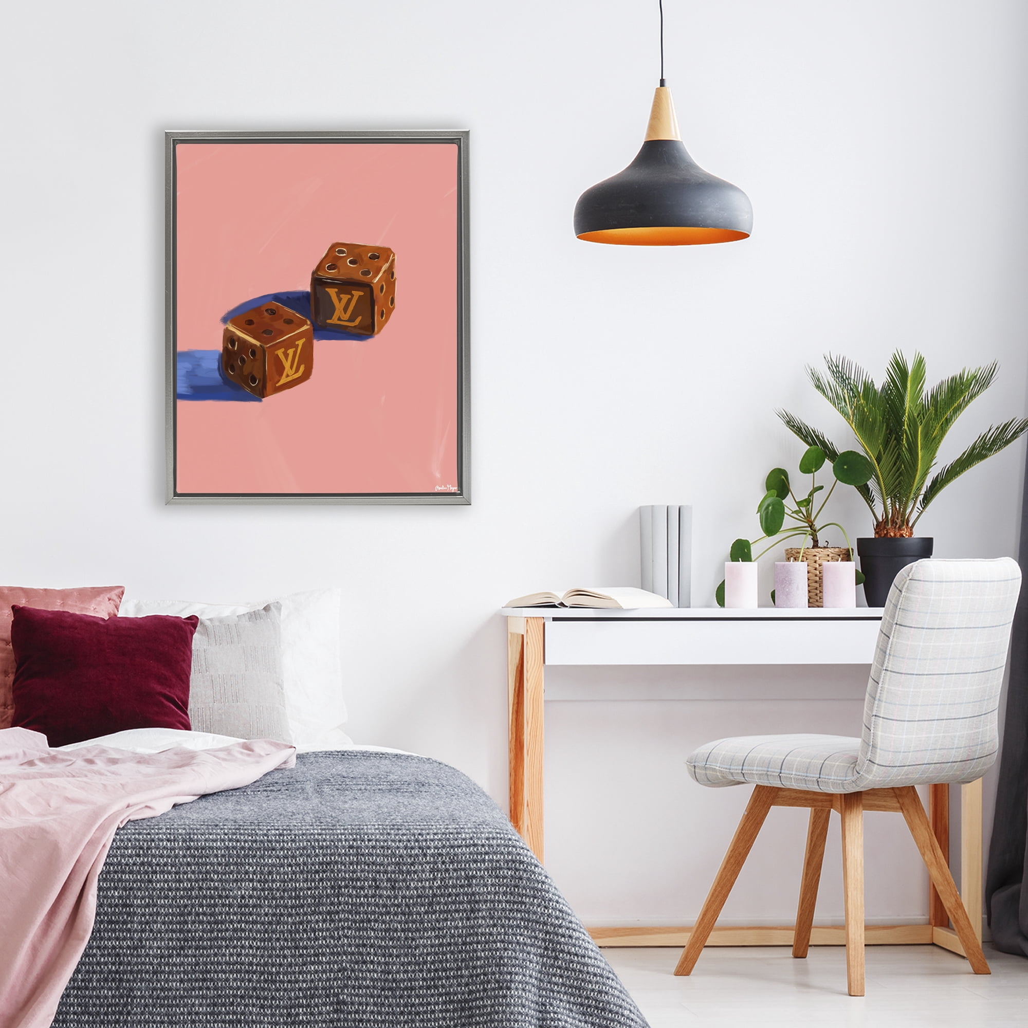 Stupell Industries Fashion Brand Dice Gray Framed Floater Canvas Wall Art, design by Amelia Noyes