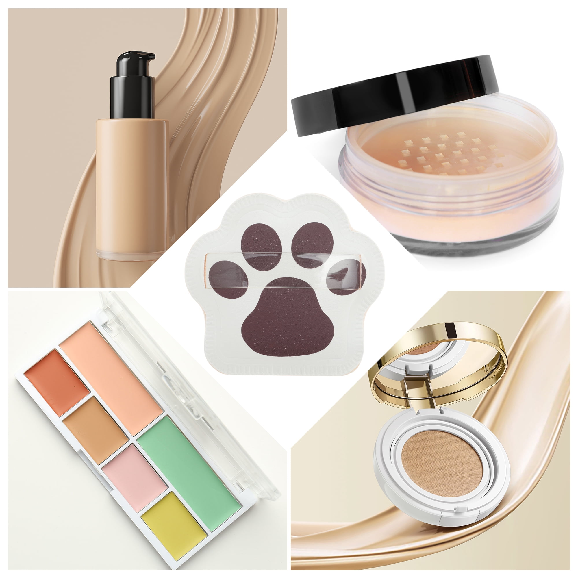 Unique Bargains 1 Pc Cat Paw Shaped Puff for Travel Makeup Application Brown