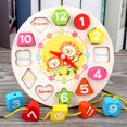 thumbnail image 1 of DYTTDG Reloj digital de madera Reloj despertador para niños Bloques de construcción con cuentas Rompecabezas tridimensional Juguete de combinación de formas Regalo de Navidad, 1 of 5