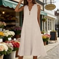 thumbnail image 6 of Admvng Womens Dress Eyelet V Neck Sleeveless Button Detail Summer Beach Vacation Everyday Dress with Pockets, 6 of 8