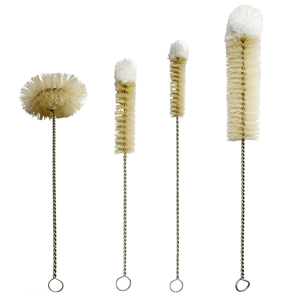 CIRCLE- 4Pcs Bottle Brushes Thin Long Handle, Skinny Wire Cleaner Set In Stainless Steel
