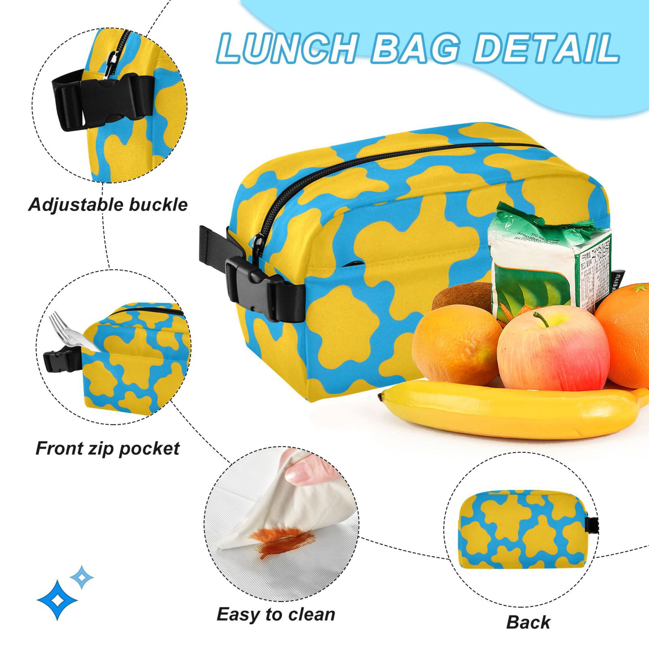 ALAZA Cow Print School Backpack Lunch Box Set Student Bookbag