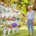 thumbnail image 4 of POWKOL 4 Layers Wrought Iron Plant Shelf with 4 Wheels, Movable Flower Display Stand with 16 Round Buckets, Heavy Duty Florist Bouquet Rack for Patio, Garden, Fresh Flower Shop.(White), 4 of 8