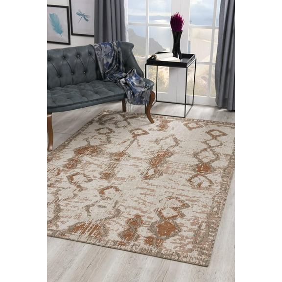 Rug Branch Modern Boho Rust Beige Indoor/ Outdoor Doormat Rug - 3x5