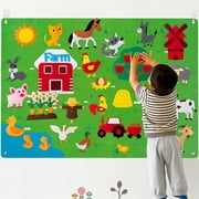 Farm Animals Felt Story Board Set 3.5Ft Preschool Farmhouse Themed Storytelling Flannel Barnyard Domestic Livestock Early Learning Interactive Play Kit Wall Hanging Gift for Toddlers Kids