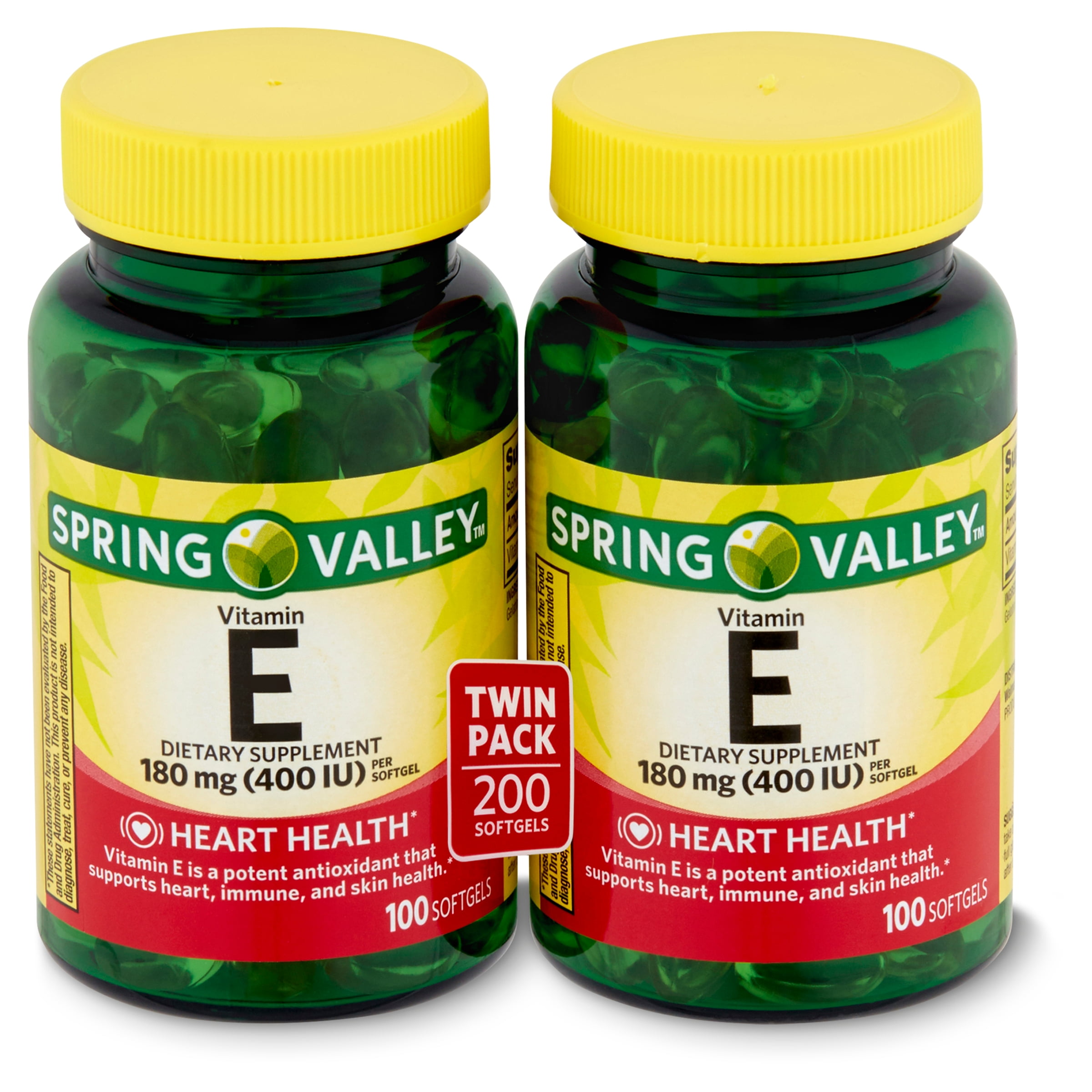 analogie violist Acquiesce Spring Valley Vitamin E Dietary Supplement Twin Pack, 180 mg, 200 count -  Walmart.com