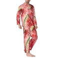 thumbnail image 2 of Picia Refreshing Watermelon Slices Pattern Men’s Long-Sleeve Sleepwear Set - Soft 2-Piece Loungewear with Pockets, Comfy PJs for Relaxing Nights-Large, 2 of 7