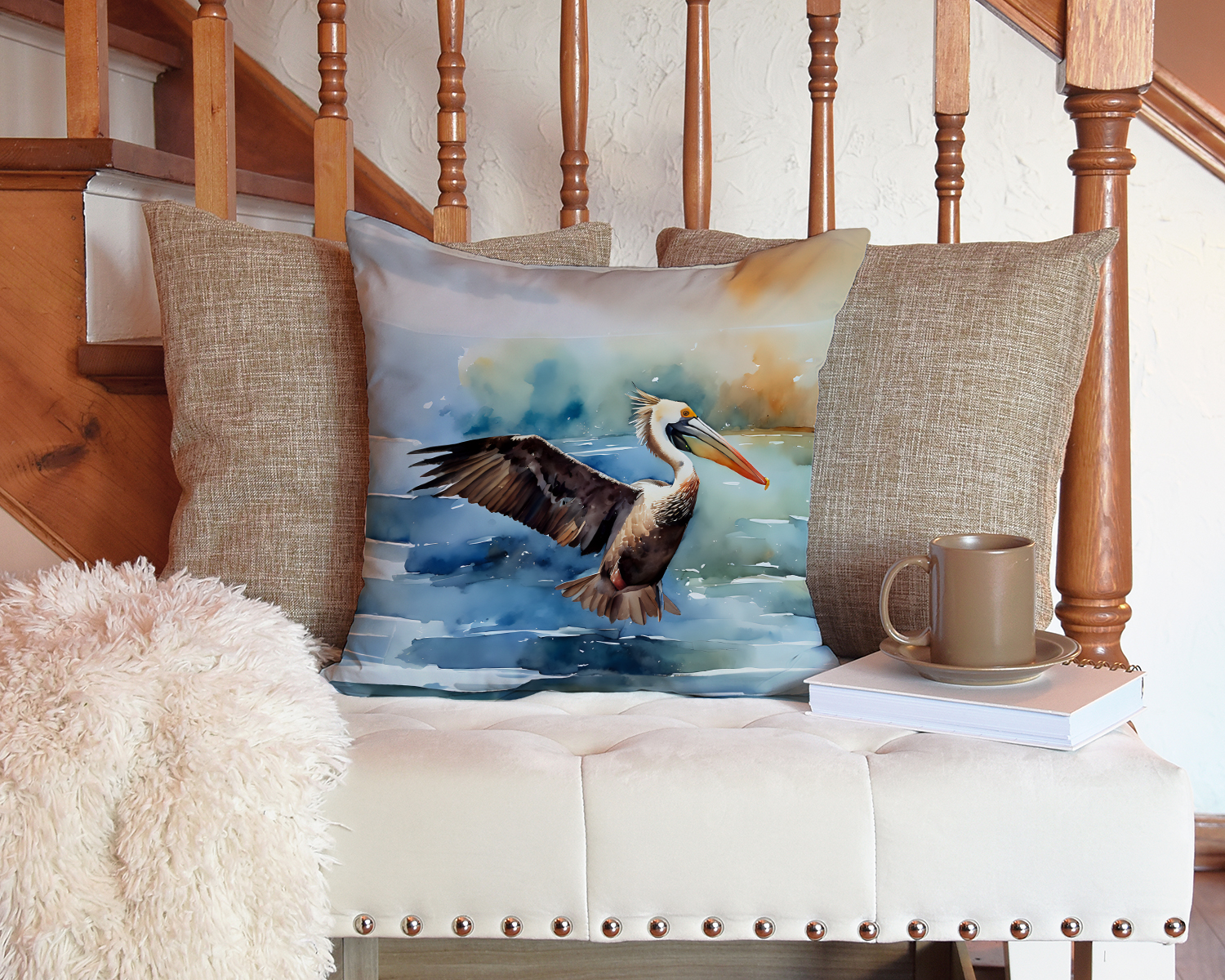 Pelican Throw Pillow 14 in x 14 in