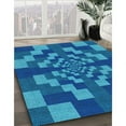thumbnail image 3 of Ahgly Company Machine Washable Indoor Round Transitional Blueberry Blue Area Rugs, 7' Round, 3 of 7