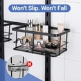 thumbnail image 3 of Extra Large Shower Caddy Hanging, Rust-Resistant Shower Organizer Hanging, 3 Tier Height-Adjustable Over the Head Caddy, Rack with Soap Basket (Black), 3 of 7