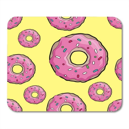 Anniversary Booklet - KDAGR Brown Anniversary Donut Pattern Pink Icing on Yellow Booklet Raster Bakery Berry Mousepad Mouse Pad Mouse Mat 9x10 inch
