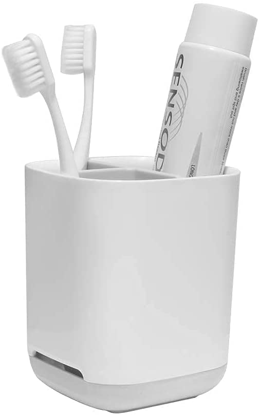 Bathroom Easy-Store White/Grey Large Toothbrush Caddy Storage Container 