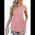 thumbnail image 3 of Camisetas Sin Mangas para Mujer, Túnicas Básicas de Verano, Ropa Suave, Conjuntos Casuales de Moda 2025. Rosa XL, 3 of 10