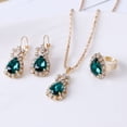 thumbnail image 3 of HLONK 3Pcs Set Ladies Water Drop Pendant Necklace - Elegant Dangle Earrings Ring Set, 3 of 8