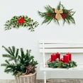 thumbnail image 3 of 2-Piece Artificial Christmas Swag Decoration – Greenery Pine Needles with Red Berries & Ribbon Bow for Mantel, Front Door, Window, DIY Holiday Christmas & Wedding Decor, 3 of 6