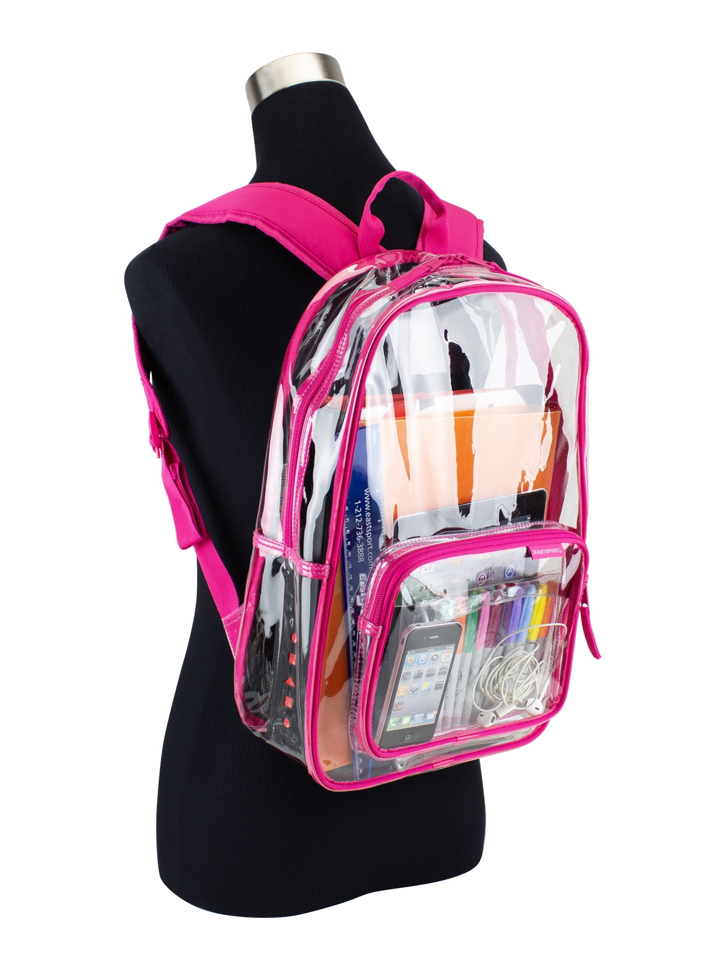 Eastsport Unisex Spark Clear 16" Backpack, Fiery Pink