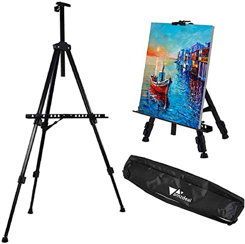 Aluminum Metal Art Easel Artist Tripod Adjustable Height from 21 to 66 with Carry Bag for Table-Top/Floor Painting and Displaying NIECHO 66 Inches Easel Stand with Tray 