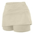 thumbnail image 3 of Cotton Biker Shorts Women's Mini Tennis Skirt with Shorts Underneath, 2025 Athletic Workout Cute Golf Skorts Trendy Summer Gym Shorts Skirts Beige XXL, 3 of 5