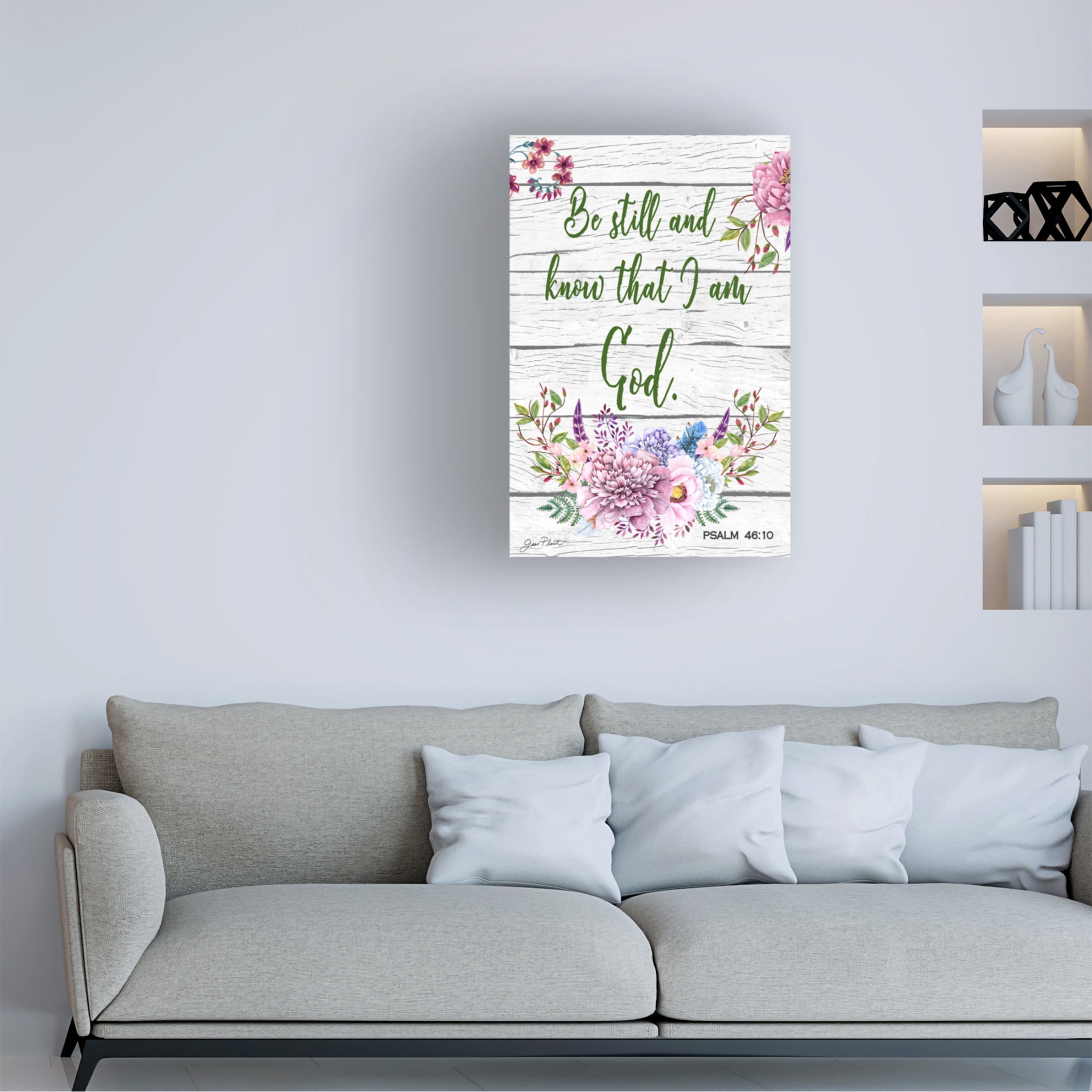 Canvas Wall Art - Jean Plout 'Garden Florals bible verse A' Wall Art for Living Room, Bedroom, or Office Décor by Trademark Fine Art - 12 x 19 Inches