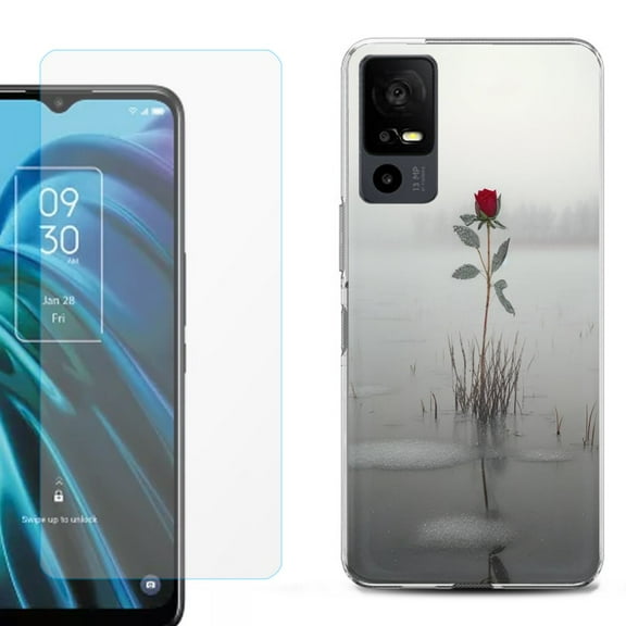 OneToughShield ® for TCL 40 XE 5G Shockproof Fashion Phone Case, with Tempered Glass Screen Protector - Icy Rose