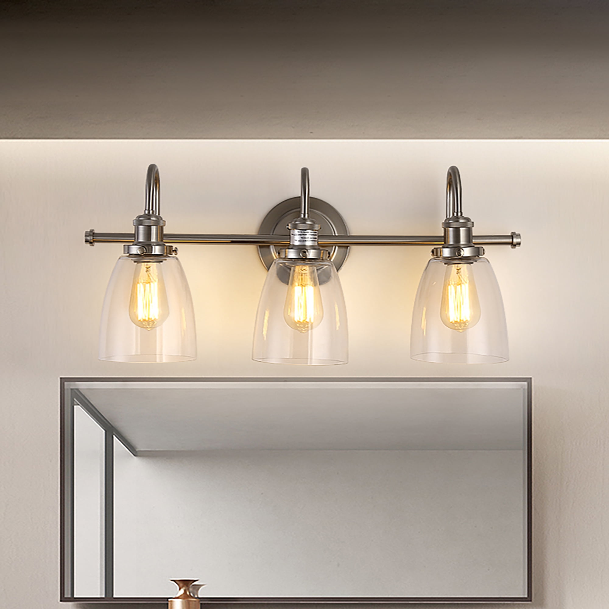 Warehouse of Tiffany Annha Sand Nickel 3-Light Cone Glass Shade Wall Sconce