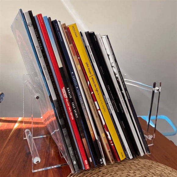 3X Clear Vinyl Record Stand Holder for Desktop Album Storage, Acrylic Vinyl Record Shelf Display 50 LPs