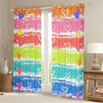thumbnail image 2 of Manfei Rainbow Printing Blackout Curtains, Kawaii Stripe Love Heart Window Curtains Pack of 2 (38x45 Each), Pink Green Blue, 2 of 6
