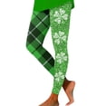 thumbnail image 2 of Shadoumai St Patricks Day Leggings For Women Casual Printed Shamrock Stretchy Irish Green Tights Tummy Control Workout Yoga Pants, 2 of 6