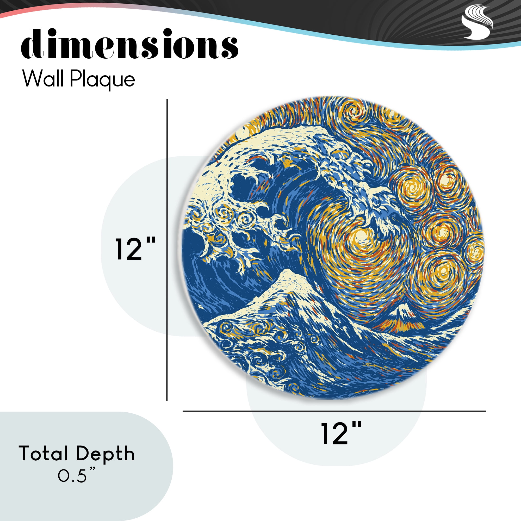 Stupell Industries Starry Impression with Ocean Wave Circular Wall Plaque, design by Tobe Fonseca