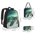 thumbnail image 4 of Naloa Watercolor Turtle5 Print Large Capacity Backpack Lunch Bag Pencil Case Combination 3 Piece Set for Student, 4 of 8