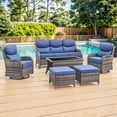 thumbnail image 2 of Jentlehouse 6 Pieces Outdoor Patio Furniture Set,Wicker Rattan Patio Sofa Set with Outdoor Rockers,Coffee Table and Ottomans,Outdoor Conversation Set for Poolside Balcony Backyard Porch, 2 of 12