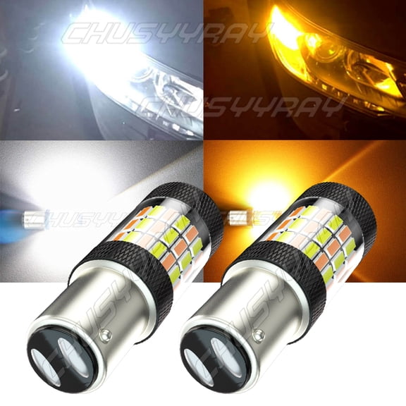 2x 1157 Dual Color Switchback LED White/Amber Turn Signal DRL Light Bulbs 6000K