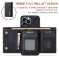 thumbnail image 2 of Allytechgroup 2 in 1 Detachable Wallet Case for iPhone 16 Pro with Cash Pocket & Cash Slots, [Magnetic Clasp] [Kickstand] Retro PU Leather Soft TPU Shockproof Anti-Scratch Slim Case, Black, 2 of 9