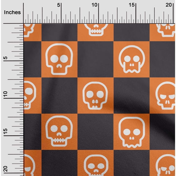 oneOone Viscose Jersey Chocolate Brown Fabric Skull Sewing Material Print Fabric By The Yard 60 Inch Wide
