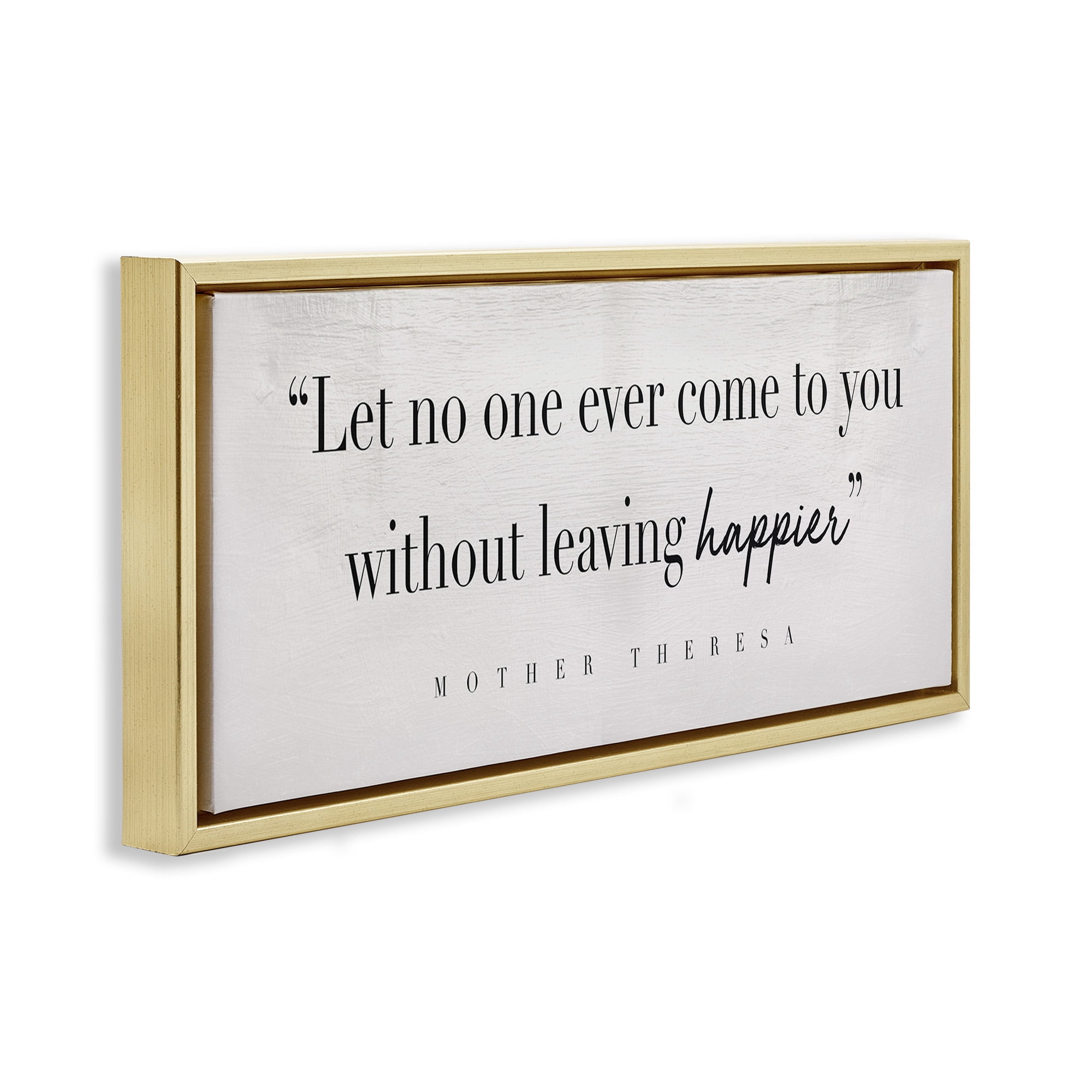 Stupell Industries Mother Theresa Inspirational Quote Typography Painting Gold Floater Framed Canvas Art Print Wall Art, 25 x 11